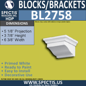 BL2758 Eave Block or Bracket 5.25"W x 3.9"H x 5.2" P