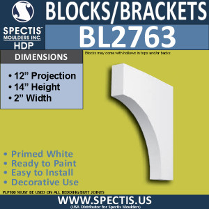 BL2763 Eave Block or Bracket 2"W x 14"H x 12" P