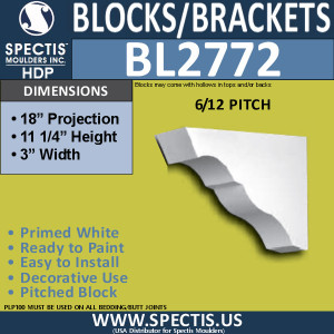 BL2772 Eave Block or Bracket 3"W x 11.25"H x 18" P