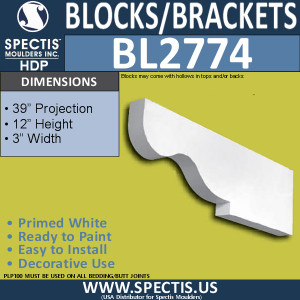 BL2774 Eave Block or Bracket 3"W x 12"H x 38" P