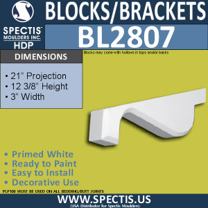 BL2807 Eave Block or Bracket 1.5"W x 3"H x 22.75" P