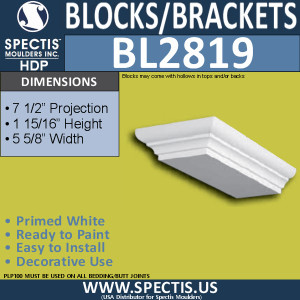 BL2819 Eave Block or Bracket 2"W x 5.6"H x 7.5" P