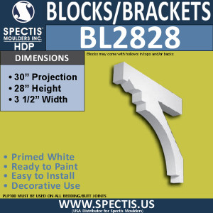 BL2828 Eave Block or Bracket 3.5"W x 28"H x 30" P