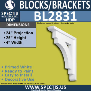 BL2831 Eave Block or Bracket 4"W x 25"H x 24" P