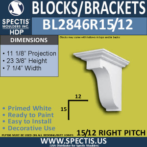 BL2846R-15/12 Pitch Eave Block/Bracket 3.5"W x 23.5"H x 11.25" P