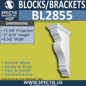 BL2855 Eave Block or Bracket 8.3"W x 27.5"H x 15.5" P