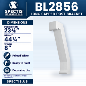 BL2856 Long Capped Post Bracket, Spectis polyurethane bracket, 23 3/8 in projection x 44 3/4 in high x 8 in wide