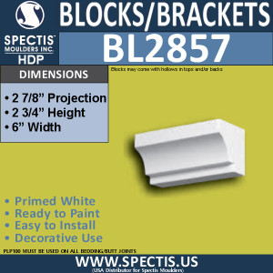BL2857 Eave Block or Bracket 6"W x 2.75"H x 2.9" P