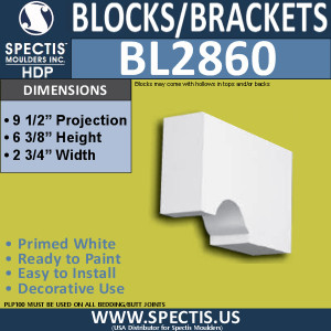 BL2860 Eave Block or Bracket 2.75"W x 6.5"H x 9.5" P