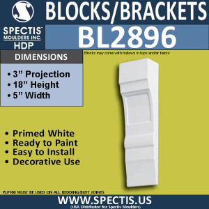 BL2896 Eave Block or Bracket 5"W x 18"H x 3" P