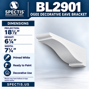 BL2901 Ogee Decorative Eave Bracket 7.25"W x 6.25"H x 18.5"P