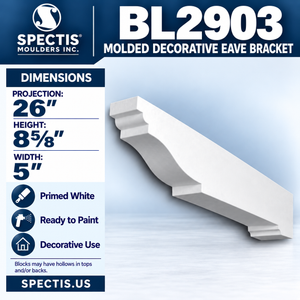 BL2903 Molded Decorative Eave Bracket 5"W x 8.625"H x 26"P