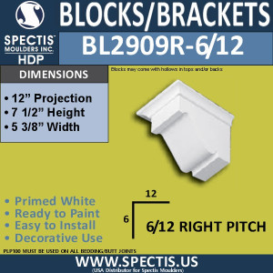 BL2909R-6/12 Pitch Eave Bracket 5.3"W x 7.5"H x 12" P