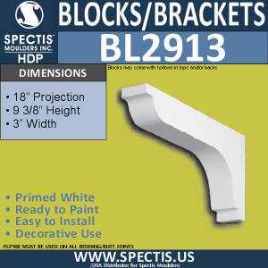 BL2913 Eave Block or Bracket 3"W x 9.3"H x 18" P