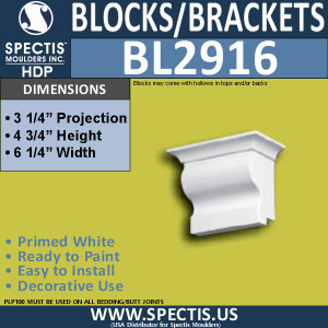 BL2916 Eave Block or Bracket 6.25"W x 4.75"H x 3.25" P