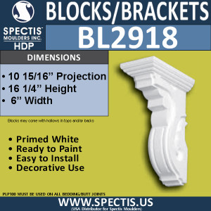 BL2918 Eave Block or Bracket 6"W x 16.25"H x 11" P