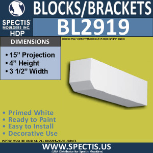 BL2919 Eave Block or Bracket 3.5"W x 4"H x 15" P