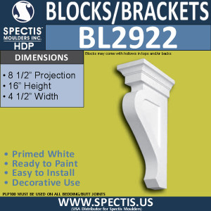 BL2922 Eave Block or Bracket 4.5"W x 16"H x 8.5" P