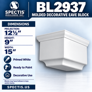 BL2937 Molded Decorative Eave Block 15"W x 9"H x 12.5"P