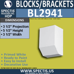 BL2941 Eave Block or Bracket 3.5"W x 5.5"H x 3.5" P