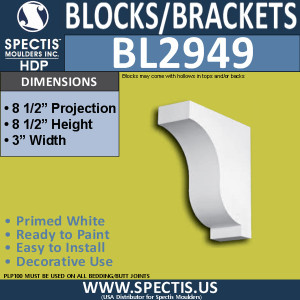 BL2949 Eave Block or Bracket 3"W x 8.5"H x 8.5" P