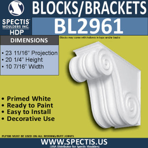 BL2961 Eave Block or Bracket 20.25"W x 10.5"H x 23.5" P