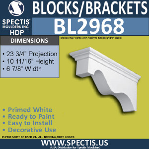 BL2968 Eave Block or Bracket 6.5"W x 10.5"H x 23.5" P