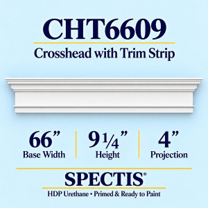 CHT6609 Crosshead with Trim Strip, primed HDP urethane, 66 inch base width x 9 1/4 inch height x 4 inch projection