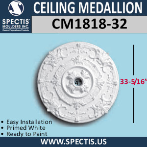 CM1818-32 Decorative Ceiling Medallion 4" Hole x 33-5/16" Round