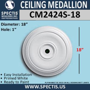 CM2424S-18 Decorative Ceiling Medallion 1" Hole x 18" Round