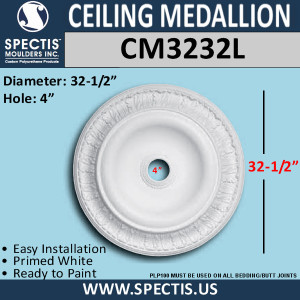 CM3232L Decorative Ceiling Medallion 4" Hole x 32-1/2" Round