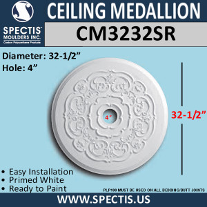 CM3232SR Decorative Ceiling Medallion 4" Hole x 32-1/2" Round