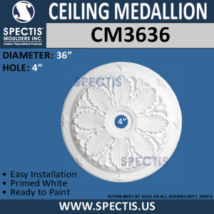 CM3636 Decorative Leaf Pattern Ceiling Medallion 36"