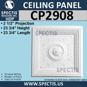 CP2908 Decorative Urethane Ceiling Panel 23 3/4" Square