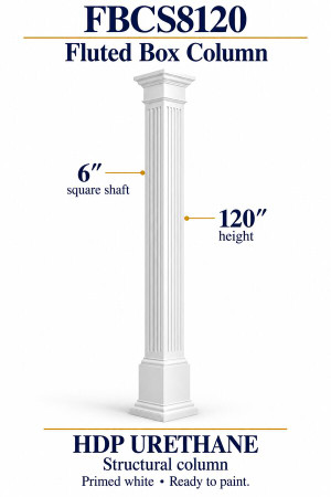FBCS8120 Fluted Structural Box Column – 6″ square shaft × 120″ height