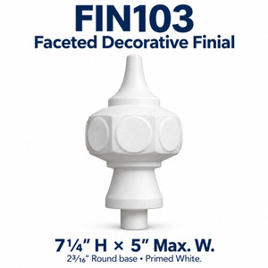 FIN103 Faceted Decorative Finial; 7¼″ H × 5″ Max. W; 2³⁄₁₆″ Round base