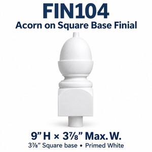 FIN104 Acorn on Square Base Finial; 9″ H × 3⅞″ Max. W; 3⅞″ Square base