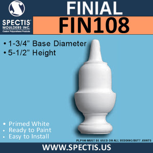 FIN108 Urethane Finial 2 1/2" x 5 1/2"