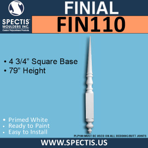 FIN110 Spear Pointed Urethane Finial 4 3/4" x 79"