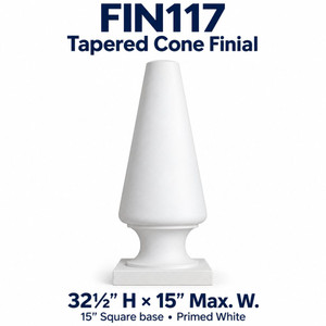 FIN117 Tapered Cone Finial; 32½″ H × 15″ Max. W; 15″ Square base