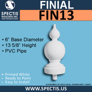 FIN13 Arabian Style Urethane Finial 6" x 13-5/8"
