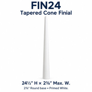 FIN24 Tapered Cone Finial; 24½″ H × 2⅜″ Max. W; 2⅜″ Round base