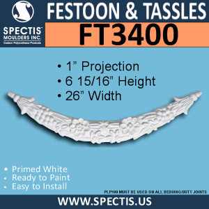 FT3400 26" x 6 15/16" Curved Urethane Tusk Festoon