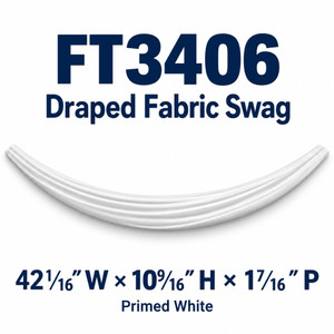 FT3406 Draped Fabric Swag; 42¹⁄₁₆″ W × 10⁹⁄₁₆″ H × 1⁷⁄₁₆″ P; Primed White