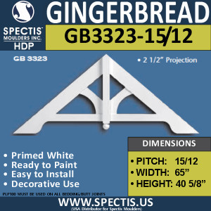 GB3323-15-12 Gingerbread Gable Trim 65"W X 40 5/8"H