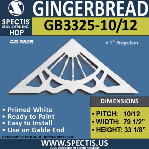 GB3325-10-12 Gingerbread Gable Trim 79 1/2"W X 33 1/8"H