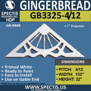 GB3325-4-12 Gingerbread Gable Trim 132"W x 22"H