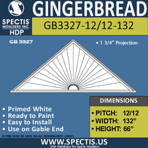 GB3327-12/12-132 Gingerbread Gable Trim 132"W X 66"H