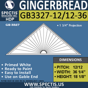GB3327-12/12-36 Gingerbread Gable Trim 36.5"W X 18"H