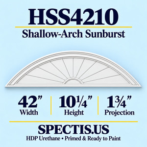 HSS4210 Sunburst — 42 inch width x 10 1/4 inch height x 1 3/4 inch projection — primed HDP urethane